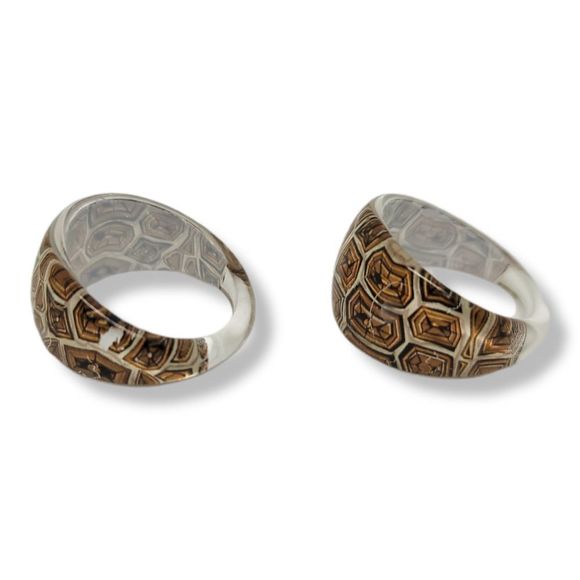 Tortoise Print Acrylic Ring Set Size 8.5 - Picture 2 of 5